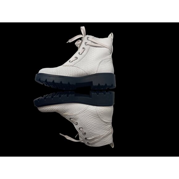 UGG Darren Combat Boots Embossed Snake White US 7W - Picture 2 of 9